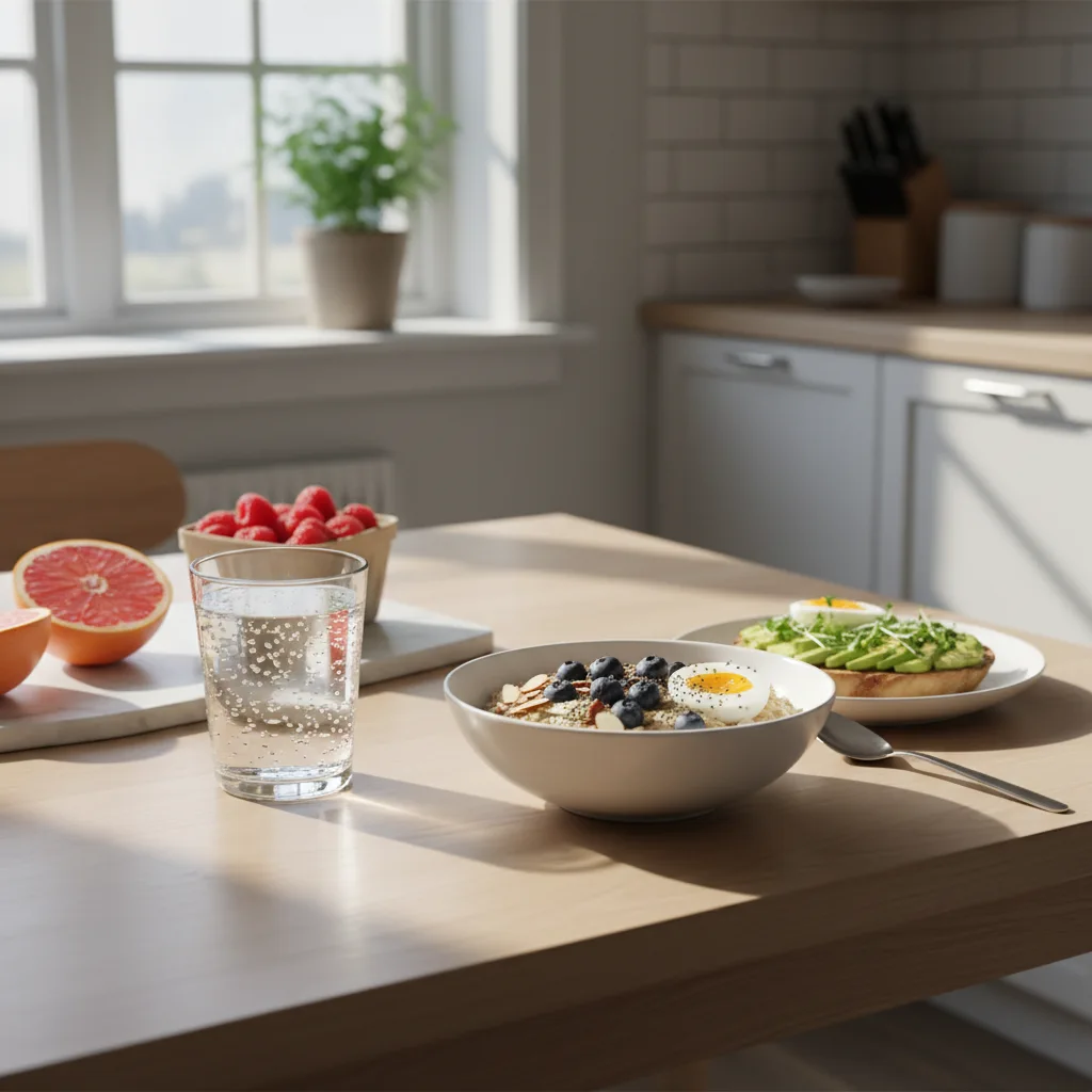 Kapsel med glas vatten